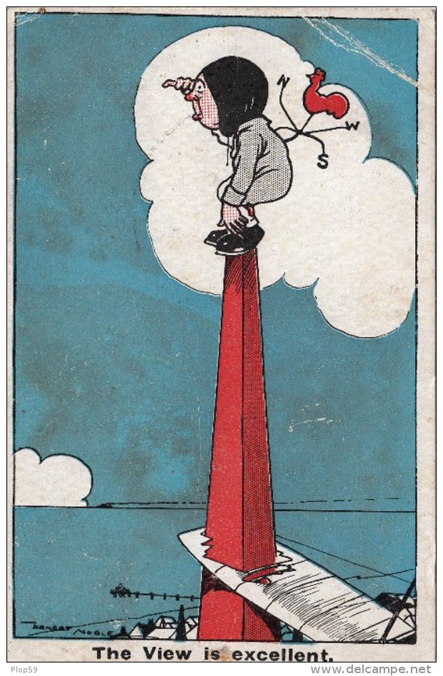 Cpa Ak Pk Illustrateur Signé Ernest Noble Comic Postcard Aviation "the View Is Excellent"  - Illustrators & Photographers